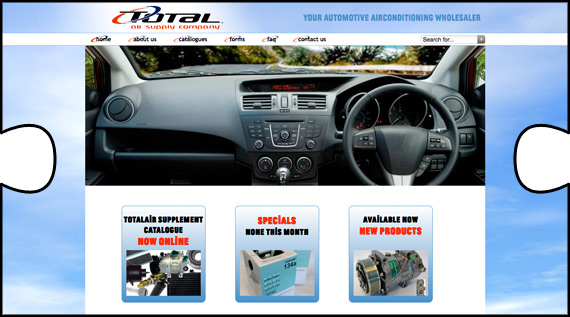 Total Air website with online catalogue designed and built by Jigsaw Design and webhosted too