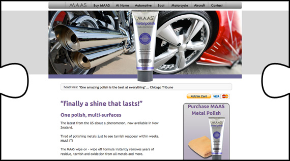 Maas metal polish website with payment gateway designed, built and hosted by Jigsaw Design